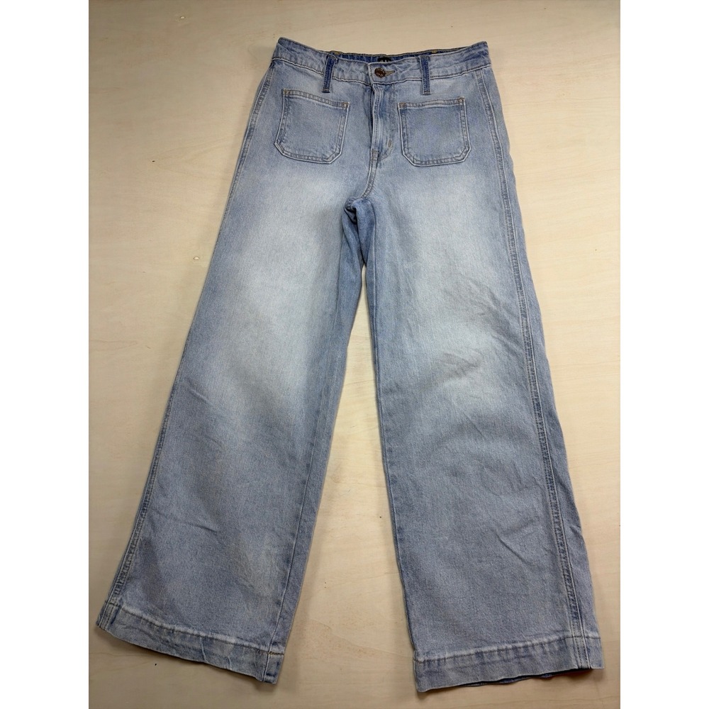 GAP Denim Girls Light Wash Wide Leg High Rise Patch Pocket Jeans Size 14